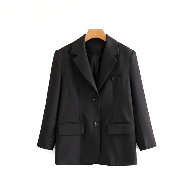 Women Purple Elegant Double Breasted Jacket Black Ladies Suit
