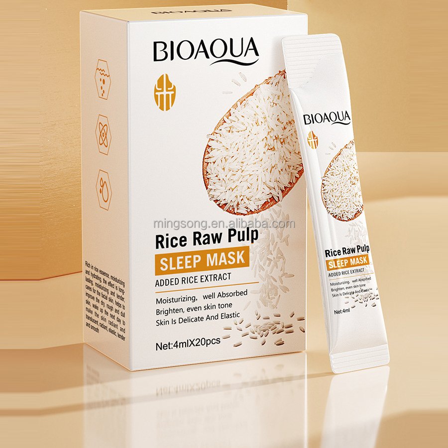 BIOAOUA Rice Raw Pulp Sleeping Masks Anti Wrinkle Anti-aging Moisturizing Whitening Face Mask skincare Sleep Facial Masks OEM