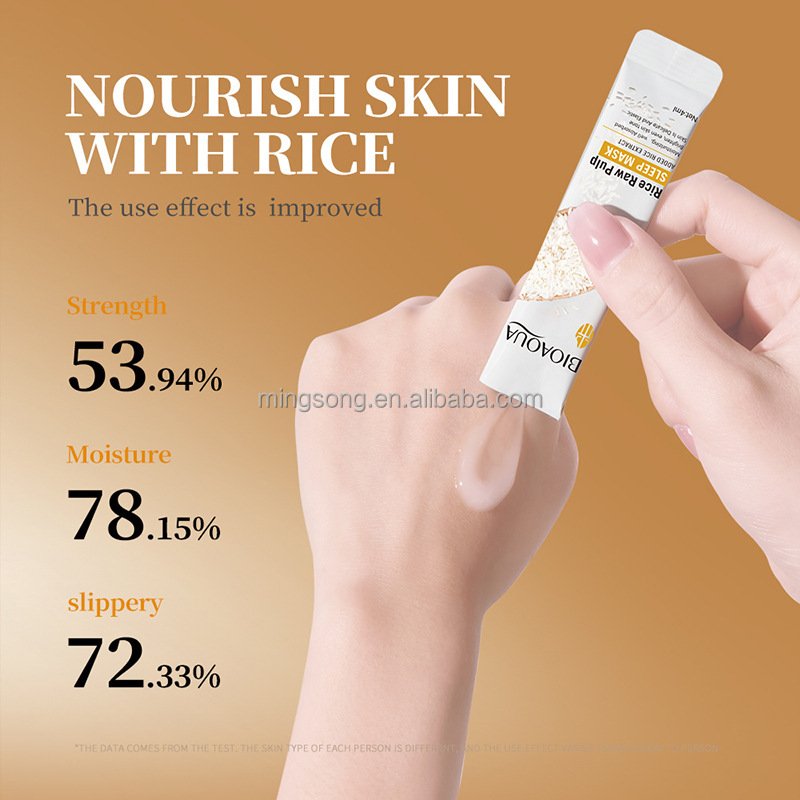 BIOAOUA Rice Raw Pulp Sleeping Masks Anti Wrinkle Anti-aging Moisturizing Whitening Face Mask skincare Sleep Facial Masks OEM
