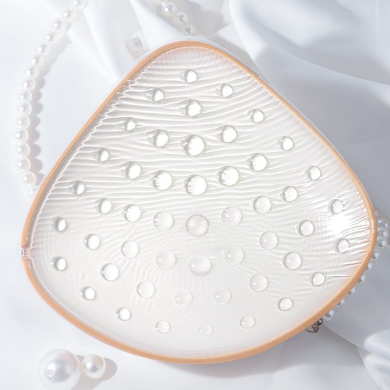 ONEFENG 3D Nano Pearl Temperature Controlled Prosthetic Breast Form Safe Silicone Breast Form Triangle Prosthesis Bra Pad