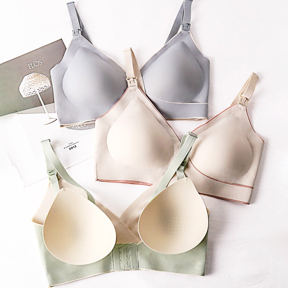 OEM Lady soft Seamless breathable Lactation Breastfeeding Front Open Maternity Nursing Bra for Breast Feeding