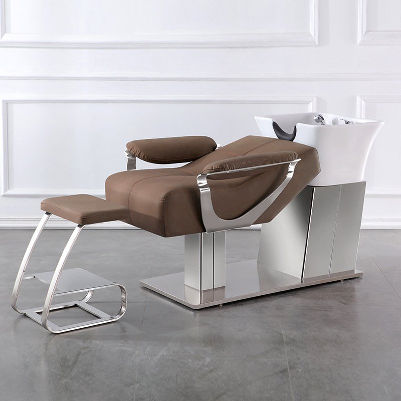 Hair Salon Equipment Shampoo Bed Rinse Wash Shampoo Chair With Ceramic Bowl Sink