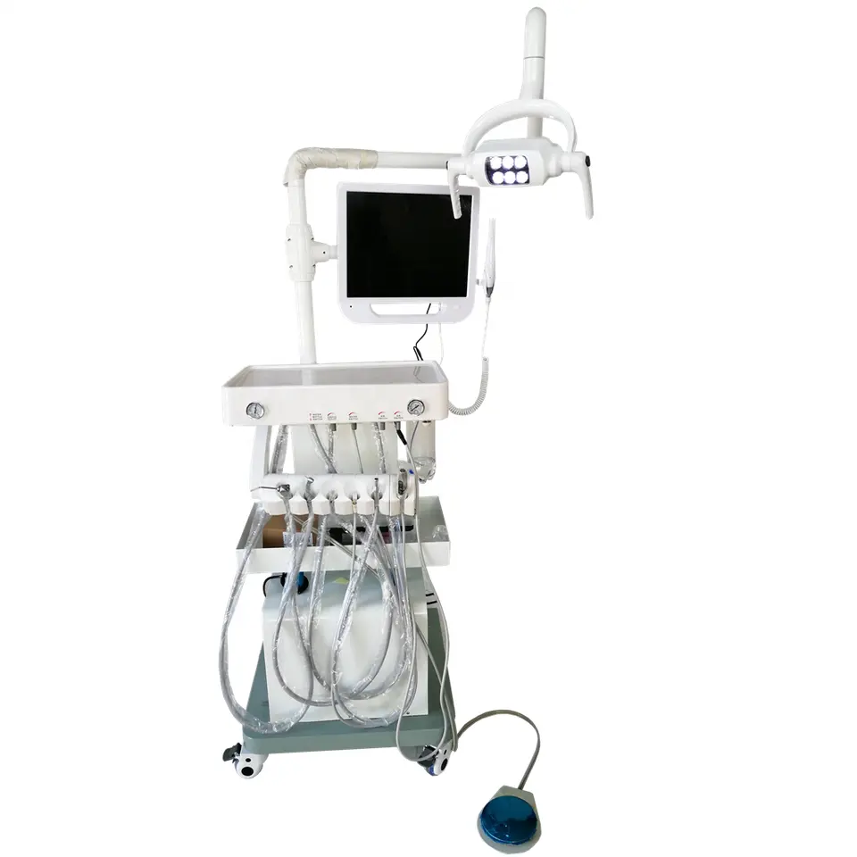 Luxury Dental Equipment Trolley Cart Movable Treatment Desk Portable Dental Unit with LED Dental Oral Operation Lamp
