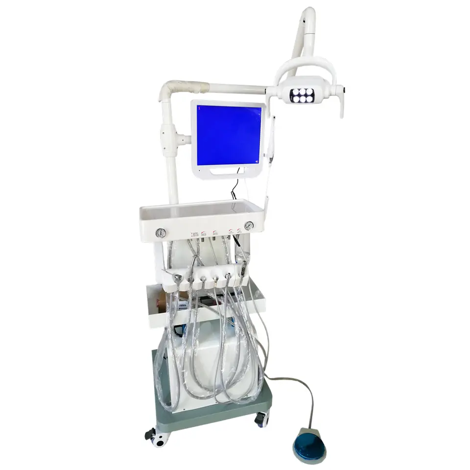 Luxury Dental Equipment Trolley Cart Movable Treatment Desk Portable Dental Unit with LED Dental Oral Operation Lamp