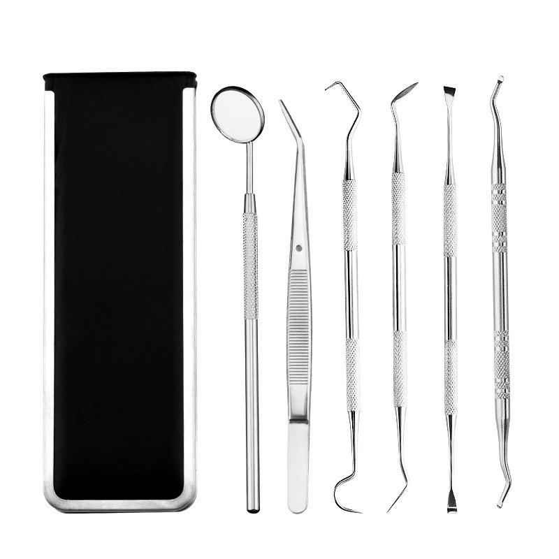 6 Pcs Stainless Steel cleaning Hygiene Kit Tartar Scraper Dental dentist tools plaque Other Oral Hygiene Products