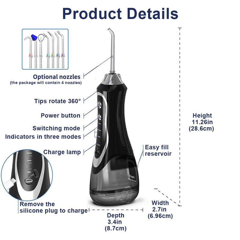 Water Pick Electric Upgraded Cordless Dental Teeth Irrigator Portable Water Flosser Rechargeable Ipx7 Waterproof Water Irrigator