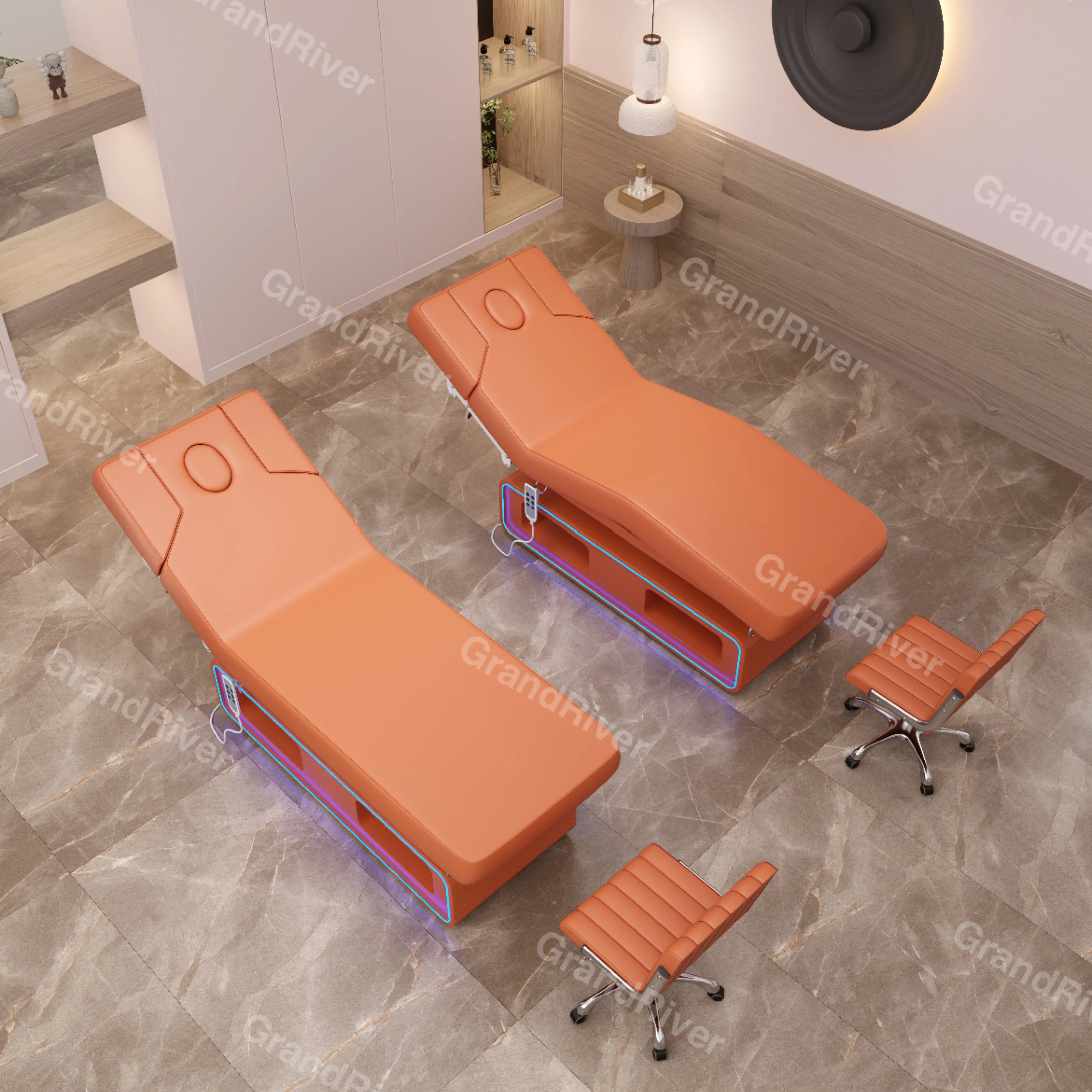 Modern Luxury new design beauty electric 3 Motor massage table spa salon facial chair hot sale curve lash bed