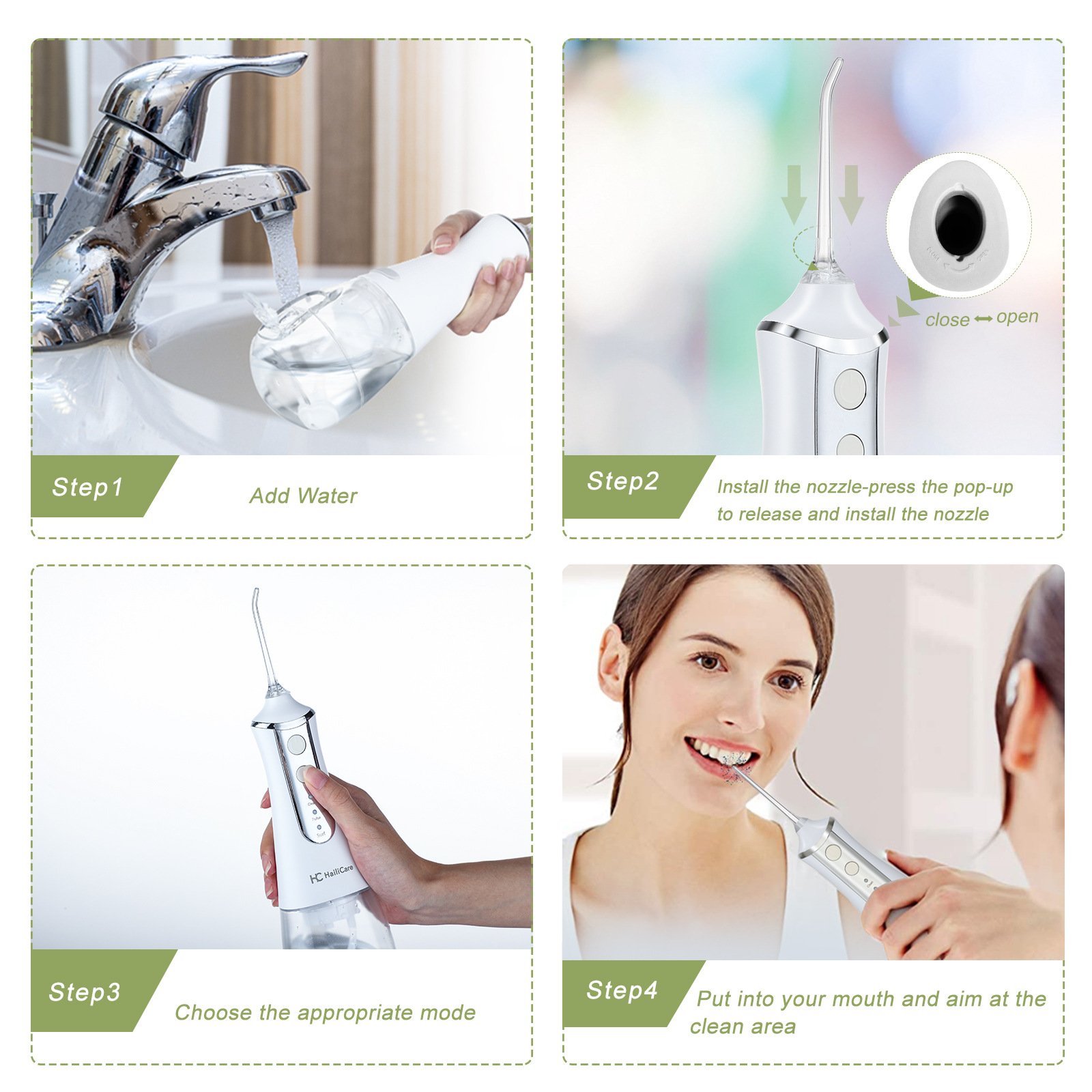 Water Pick IPX7 Waterproof Rechargeable Cordless Electric Portable Jet Teeth Cleaning Dental Floss Oral Irrigator Water Flosser
