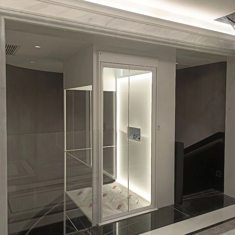 Loading 450kg 0.4m/s fuji 2-7 floors home with room less machine lifts and elevators for villa household with factory good price
