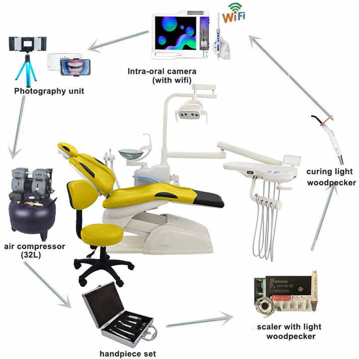 High Quality Portable Dental unit Chair hospital clinic handpiece dental chair with air compressor
