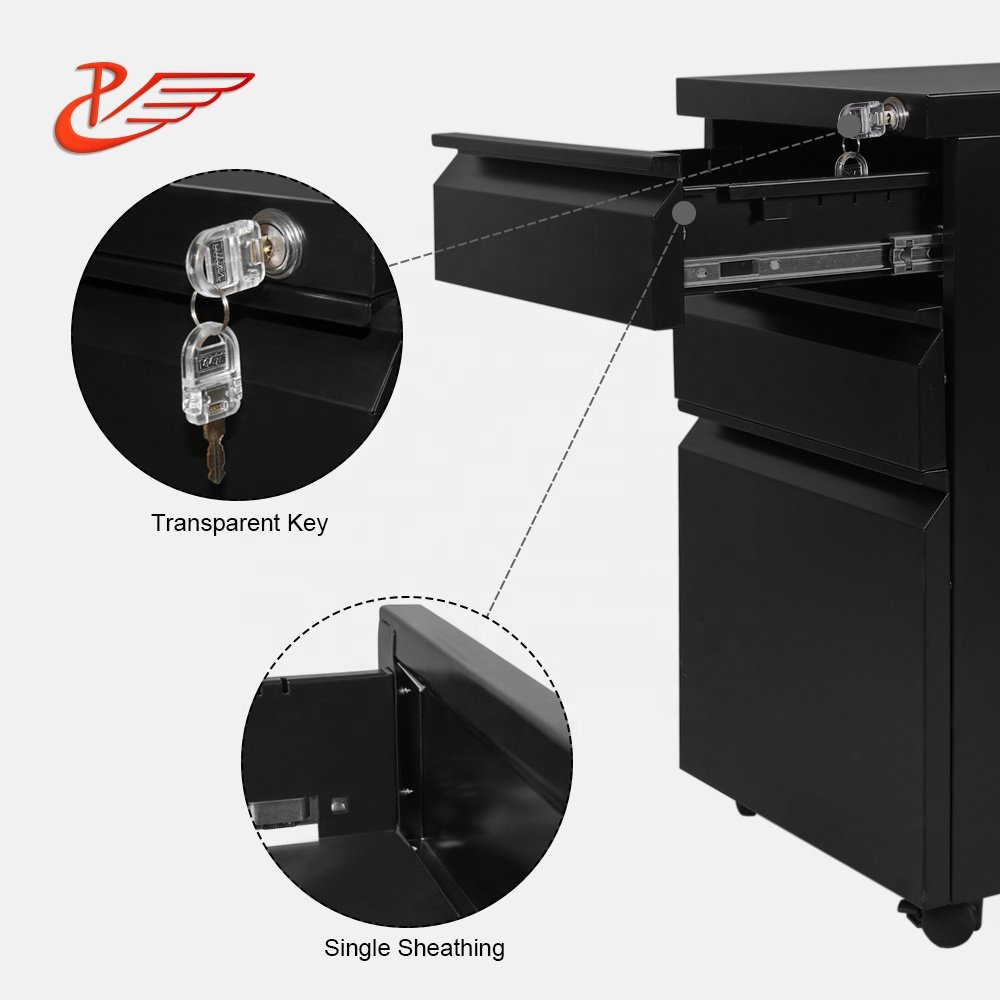 Office Furniture mechanical dental clinics drawers steel 3 drawer pedestal mobile cabinet