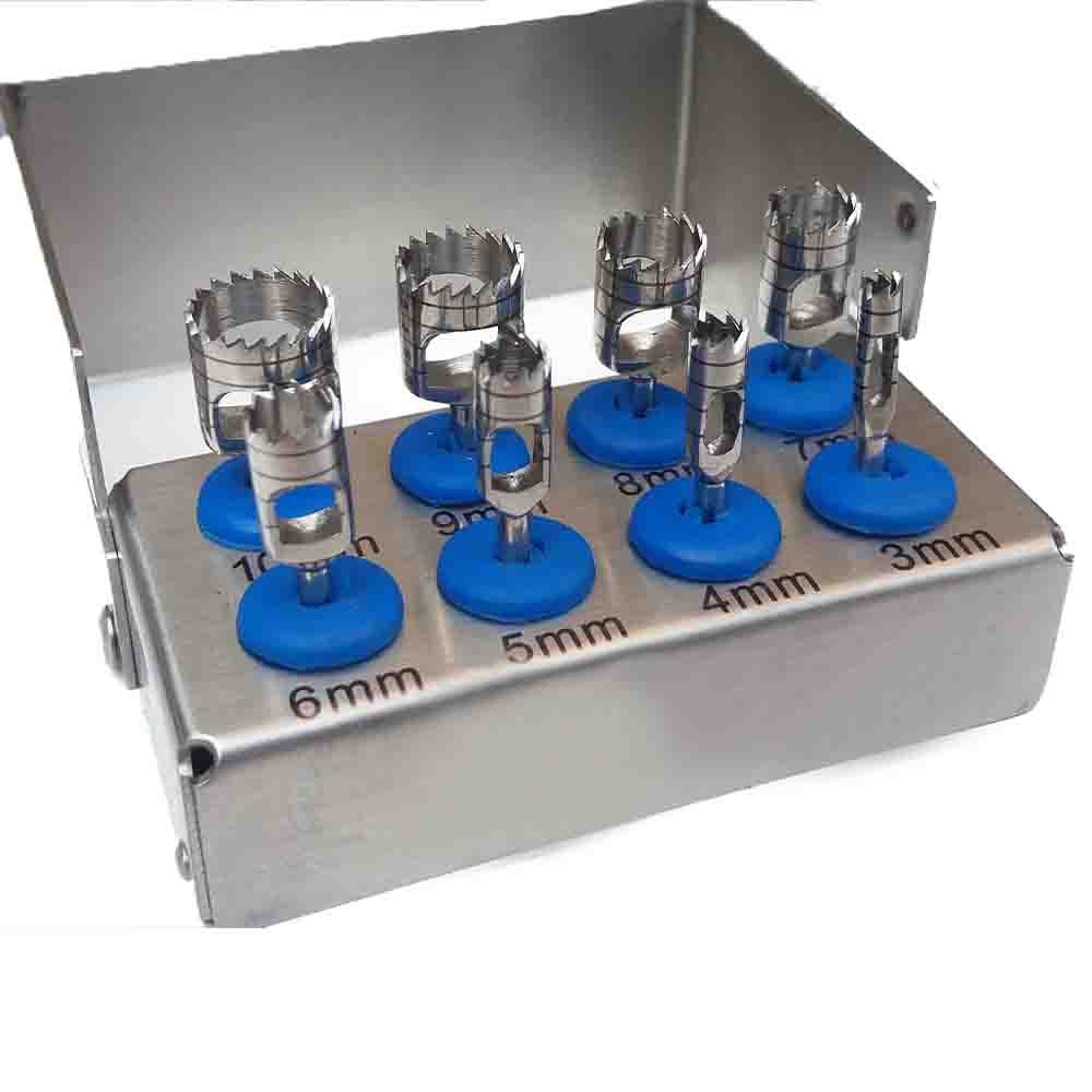 OEM Reusable Dental Trephine Drill Set 8-Piece Steel Manual Power Dental Implant Instruments Other Dental Equipments Included
