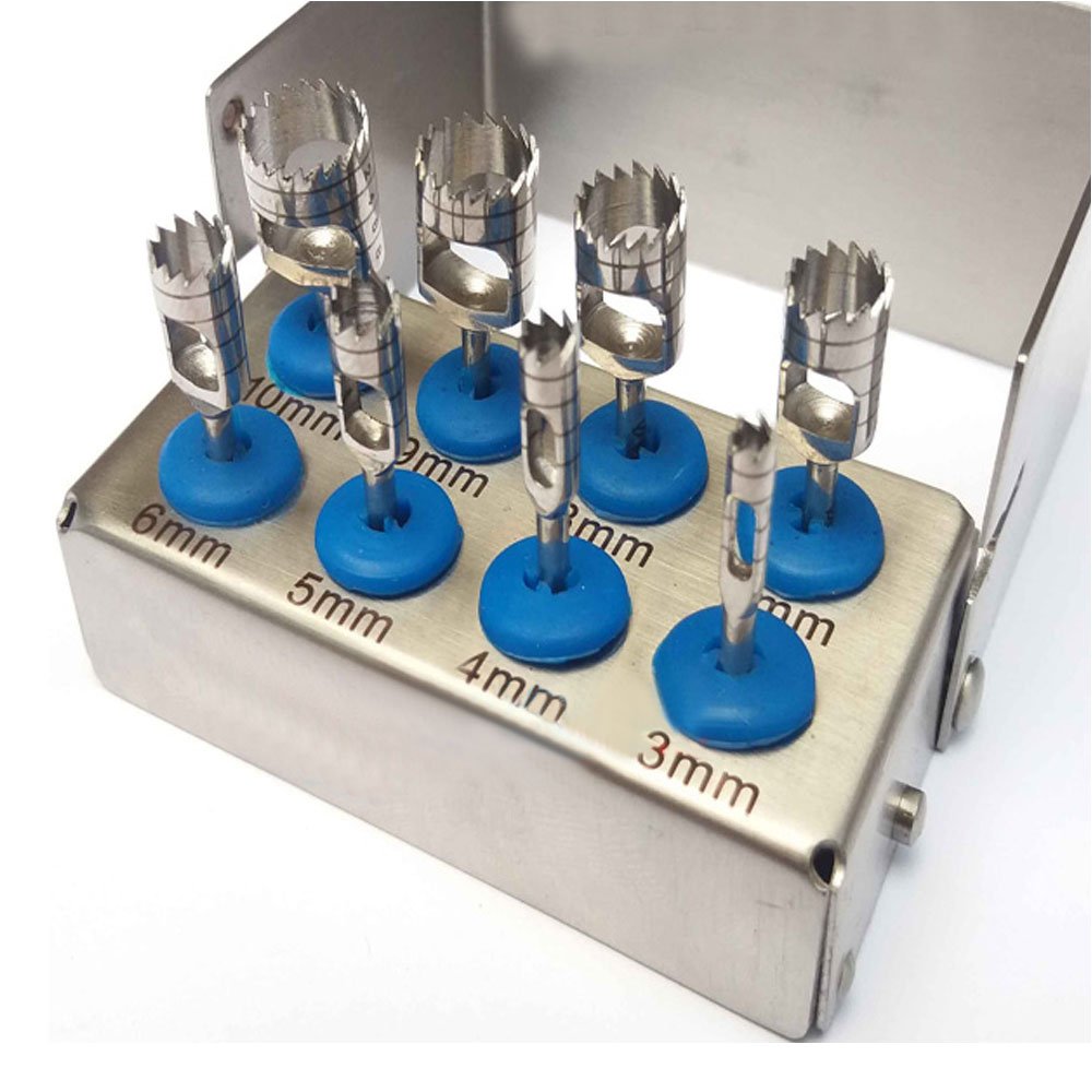 OEM Reusable Dental Trephine Drill Set 8-Piece Steel Manual Power Dental Implant Instruments Other Dental Equipments Included