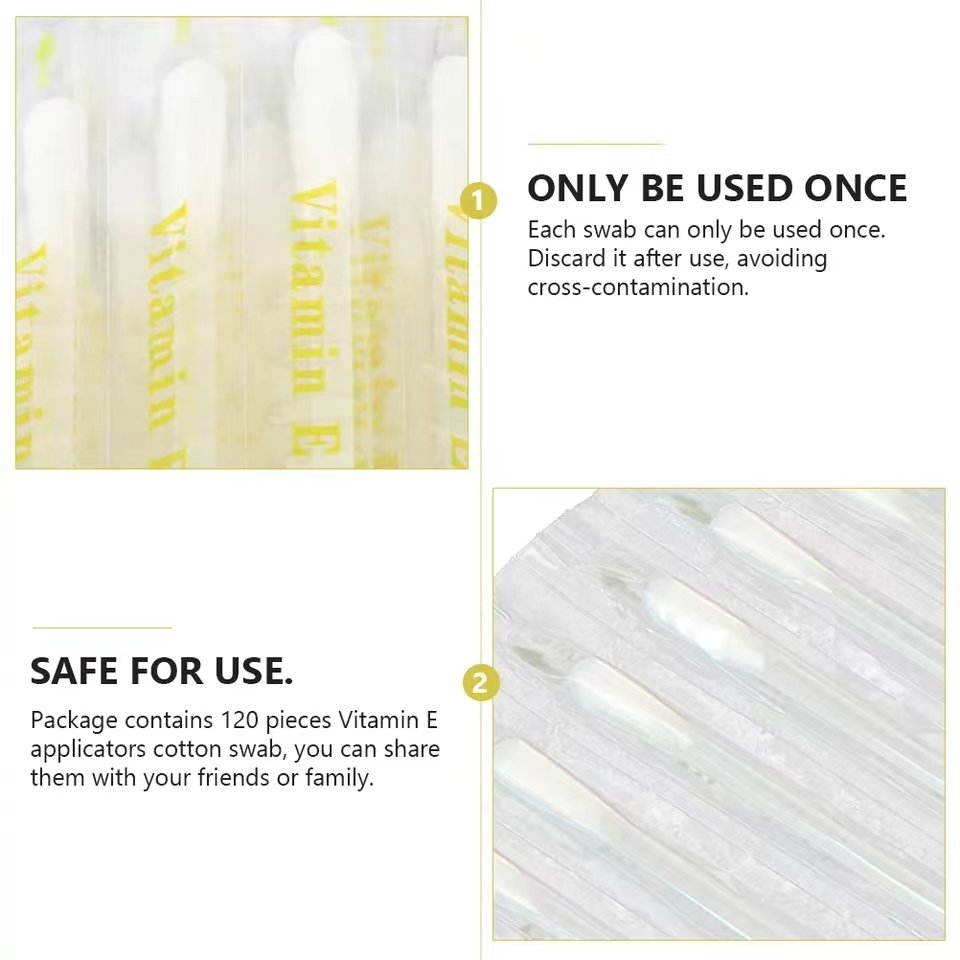 100 pcs dental Vitamin E Cotton Swabs Vitamin E Oil Swabs Stick VE Cotton Swab For Teeth Whitening