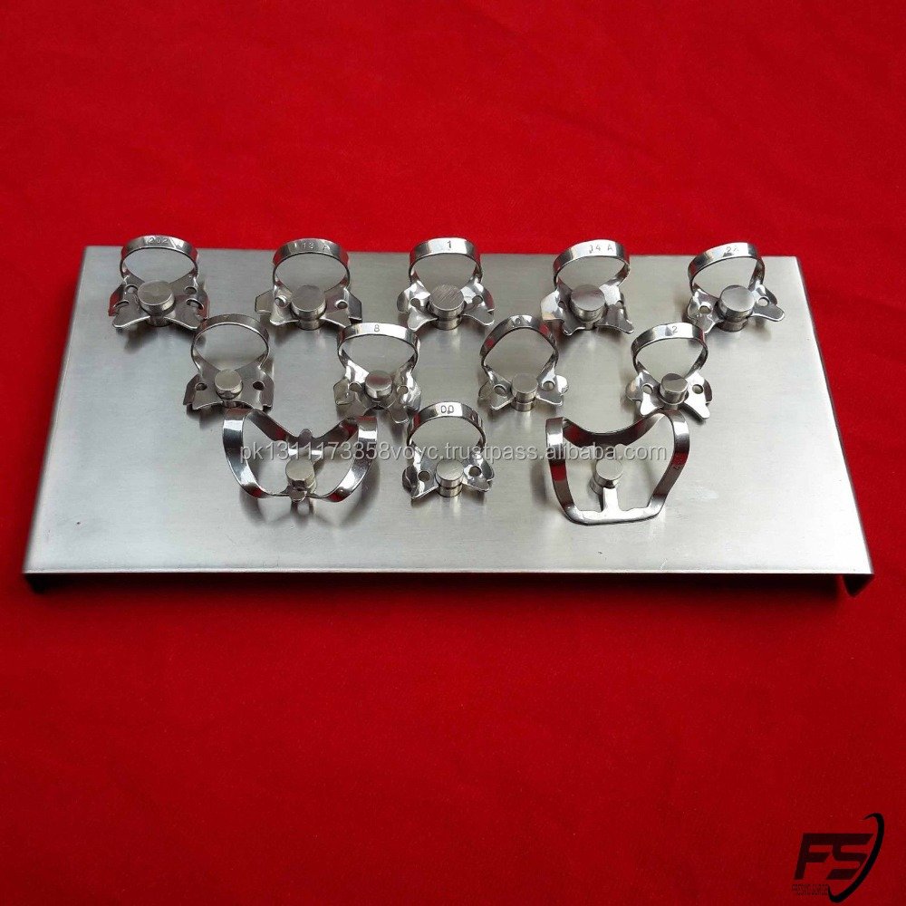 New Endodontic Rubber Dam Clamps Tray Set, 12 Pcs Dental Instruments