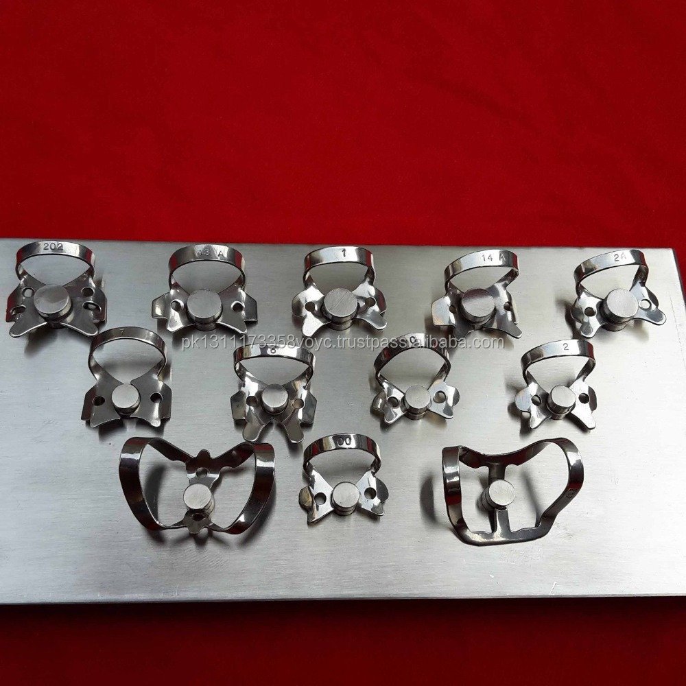 New Endodontic Rubber Dam Clamps Tray Set, 12 Pcs Dental Instruments