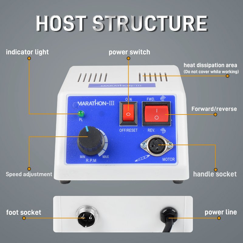 2027 AT-CM-045 with SH37LN 45000rpm dental lab micromotor manicure equipment portable nail drill
