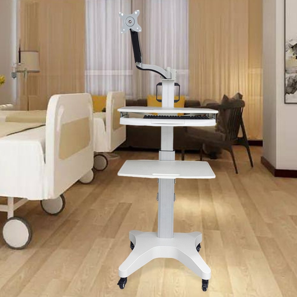 Likaymo Cart Computer Mobile Stand Medical Hospital Trolley Computer Trolley Workstation Laptop Cart