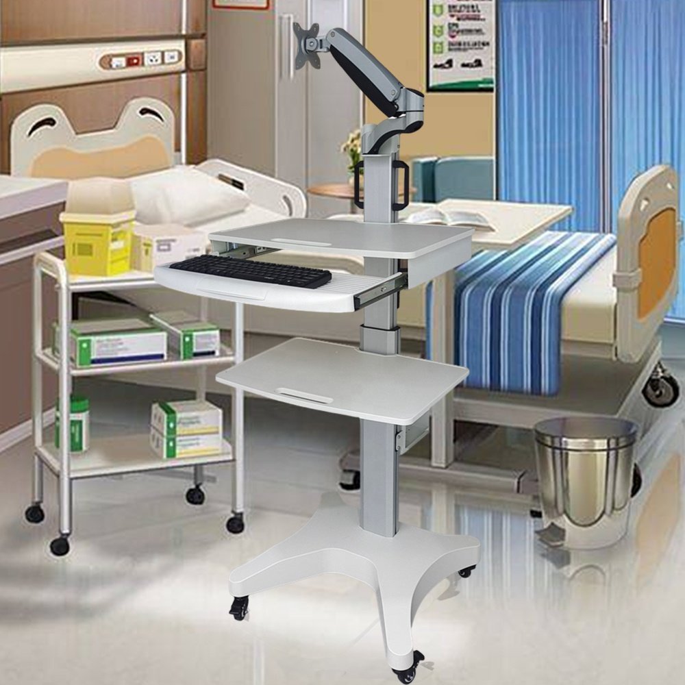 Likaymo Cart Computer Mobile Stand Medical Hospital Trolley Computer Trolley Workstation Laptop Cart