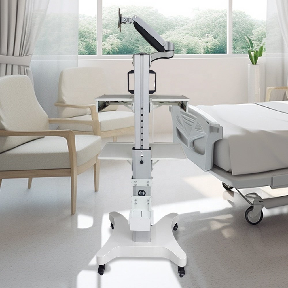 Likaymo Cart Computer Mobile Stand Medical Hospital Trolley Computer Trolley Workstation Laptop Cart