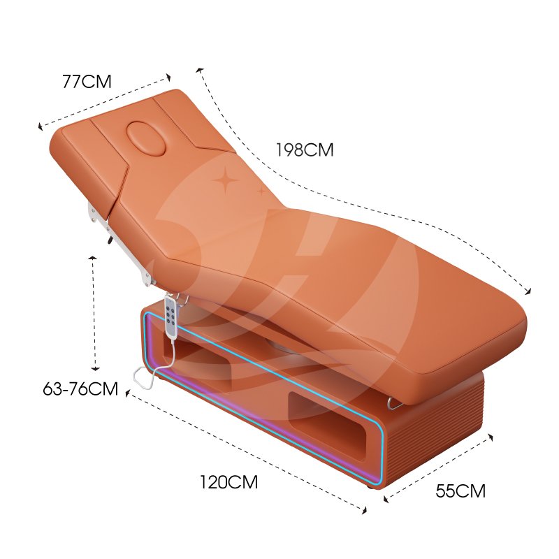 Modern luxury LED light massage bed electric 3 motors customizable facial spa cosmetic bed lash multi-function