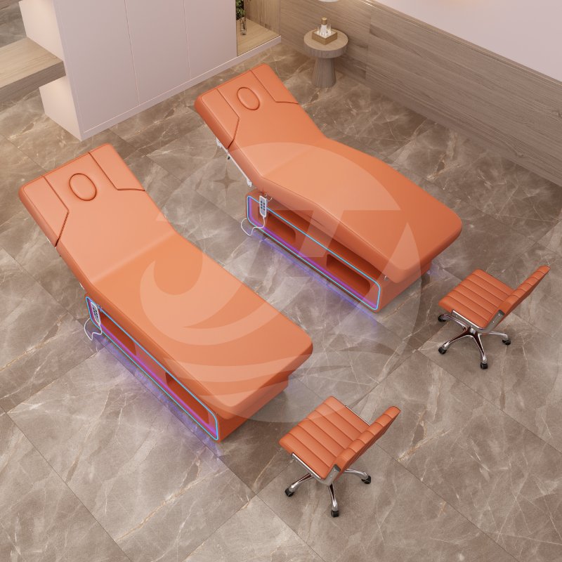 Modern luxury LED light massage bed electric 3 motors customizable facial spa cosmetic bed lash multi-function