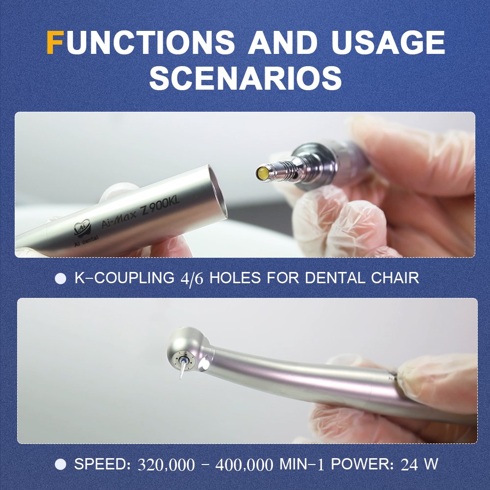 Z900KL-KCL4 handpiece air turbine set high speed dental piece with led light ceramic bearing with quick coupler oil nozzle