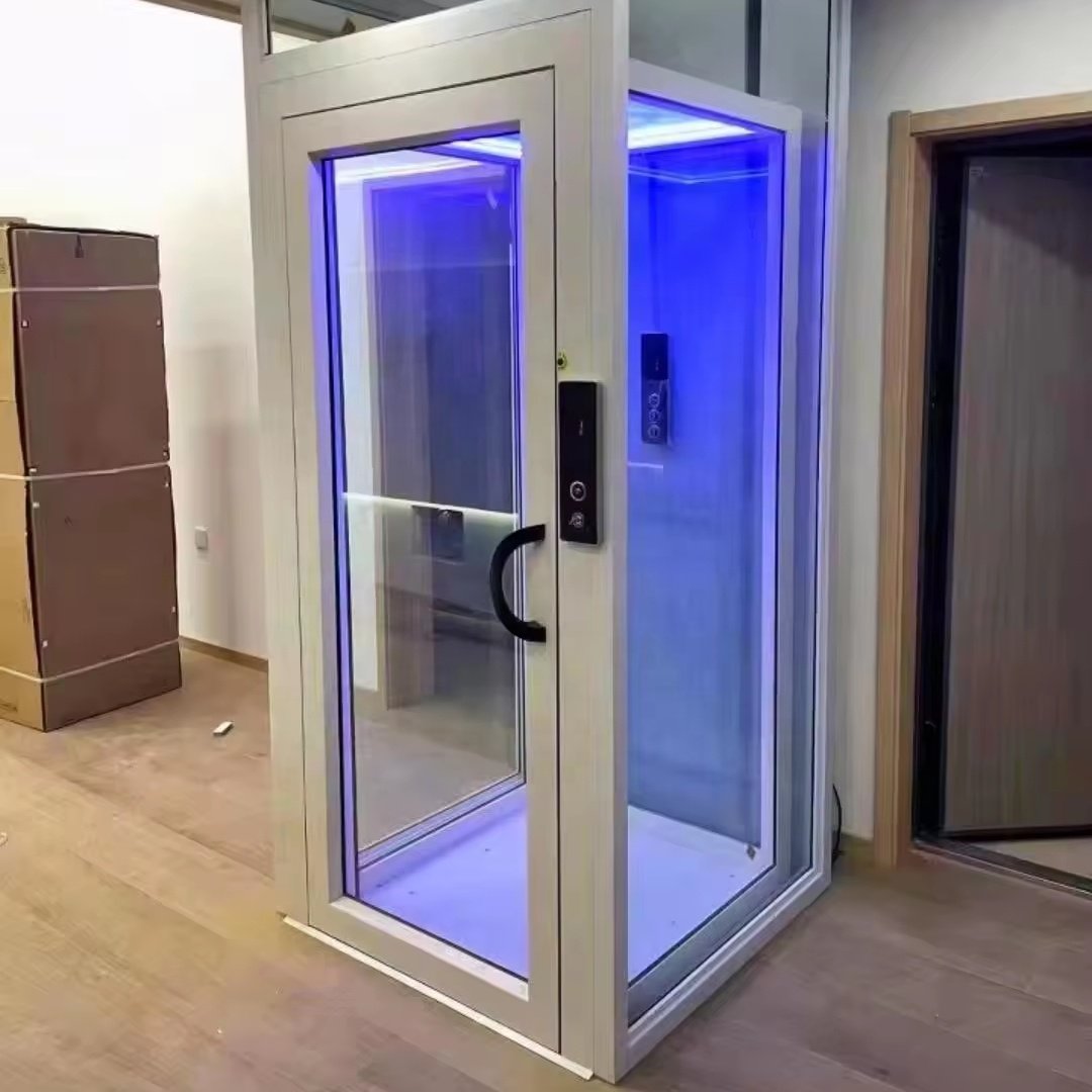 Manufacture house hold villa home small indoor lifter glass lifts and elevators 2-5 stops lifting equipment for 2 person with