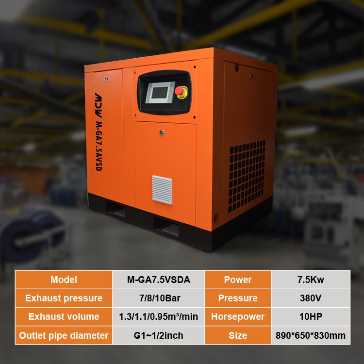 High quality wholesale screw compressor 7.5 KW oil less air compressor air silent 10bar for Farm Dental factory air compressors