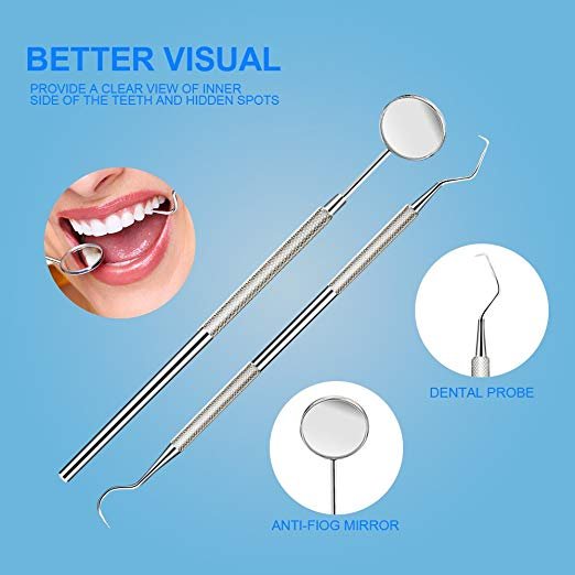 Dental Tools 6 PECS Dental Hygiene Kit Plaque and Tartar Remover, Tooth Pick, Dental Scale for Teeth with Mouth Mirror