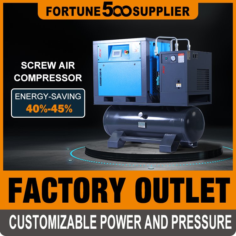 5.5KW 7 5HP VSD Integrated Air Compressor Screw Type 220V 60HZ With Air Dryer Rotary Screw Air Compressor