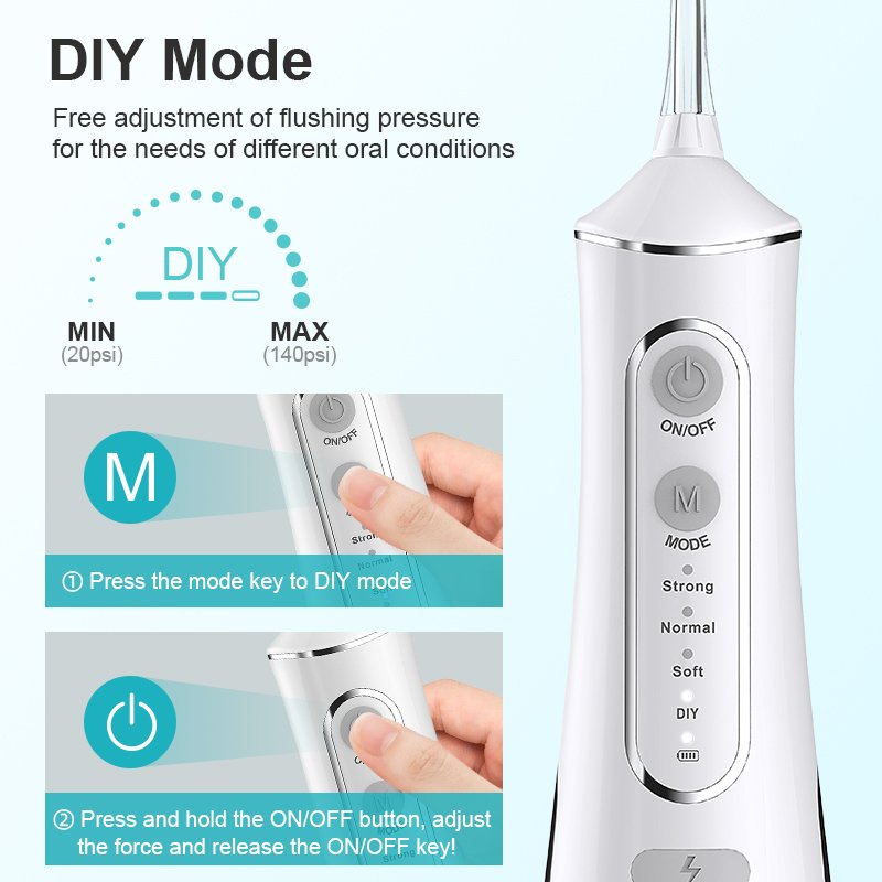 Water Pick Ipx7 Waterproof Rechargeable Cordless Electric Portable Jet Teeth Cleaning Dental Floss Oral Irrigator Water Flosser