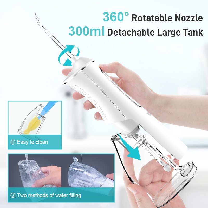 Water Pick Ipx7 Waterproof Rechargeable Cordless Electric Portable Jet Teeth Cleaning Dental Floss Oral Irrigator Water Flosser