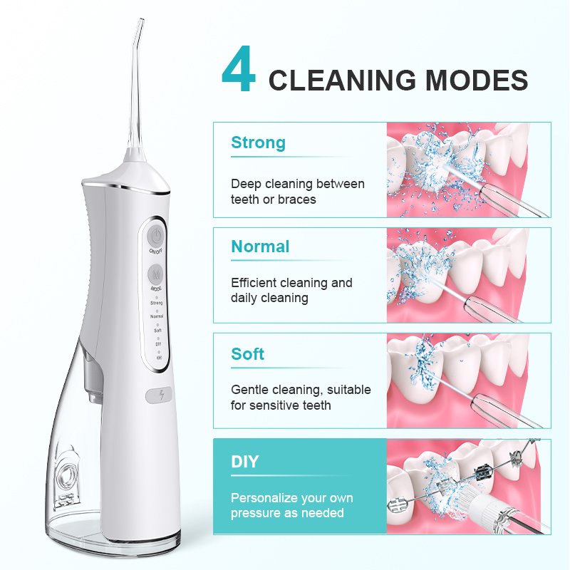 Water Pick Ipx7 Waterproof Rechargeable Cordless Electric Portable Jet Teeth Cleaning Dental Floss Oral Irrigator Water Flosser