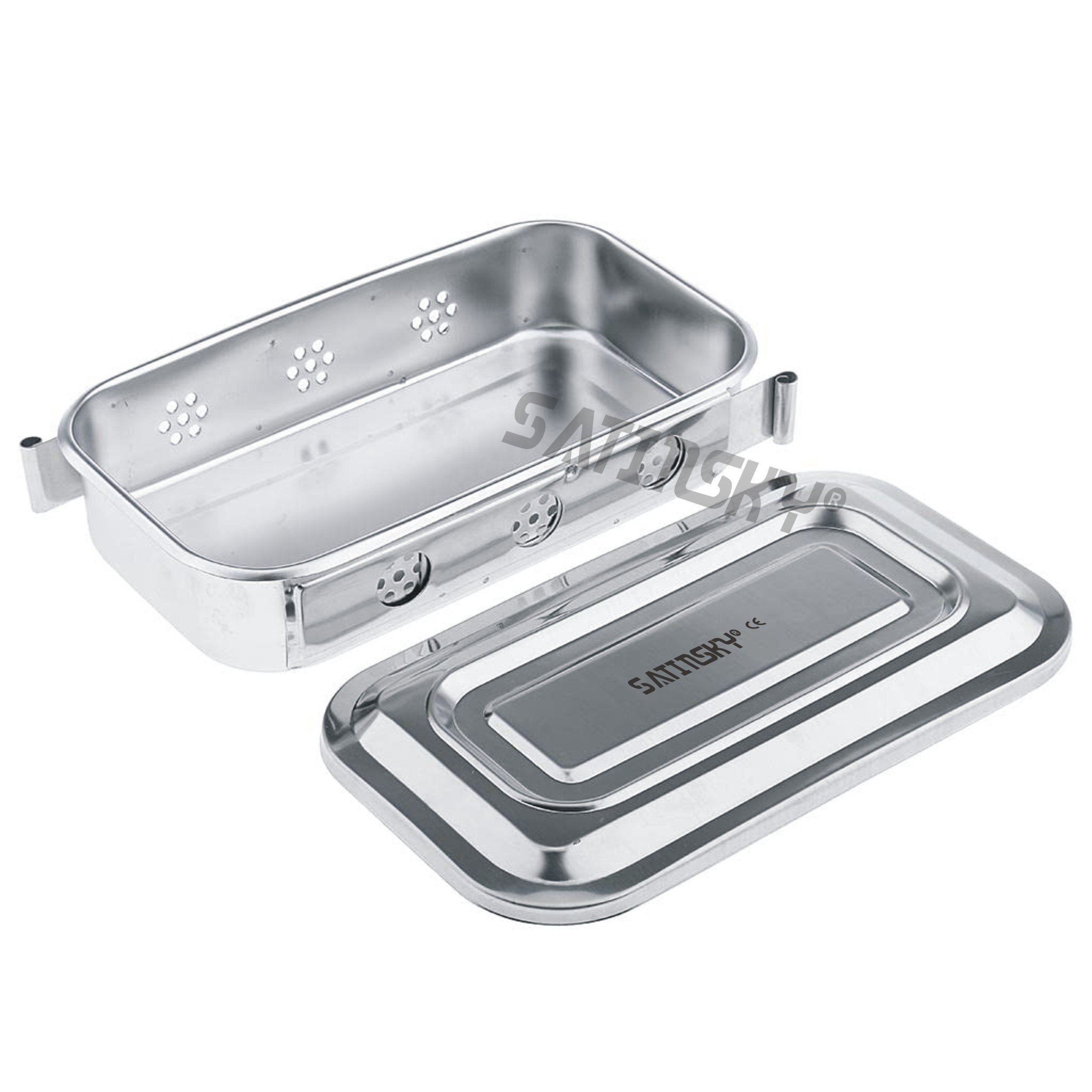 Stainless Steel Instrument Box with Lid Tray Organizer For Storage and Sterilization Surgical Lab Instrument Supplies