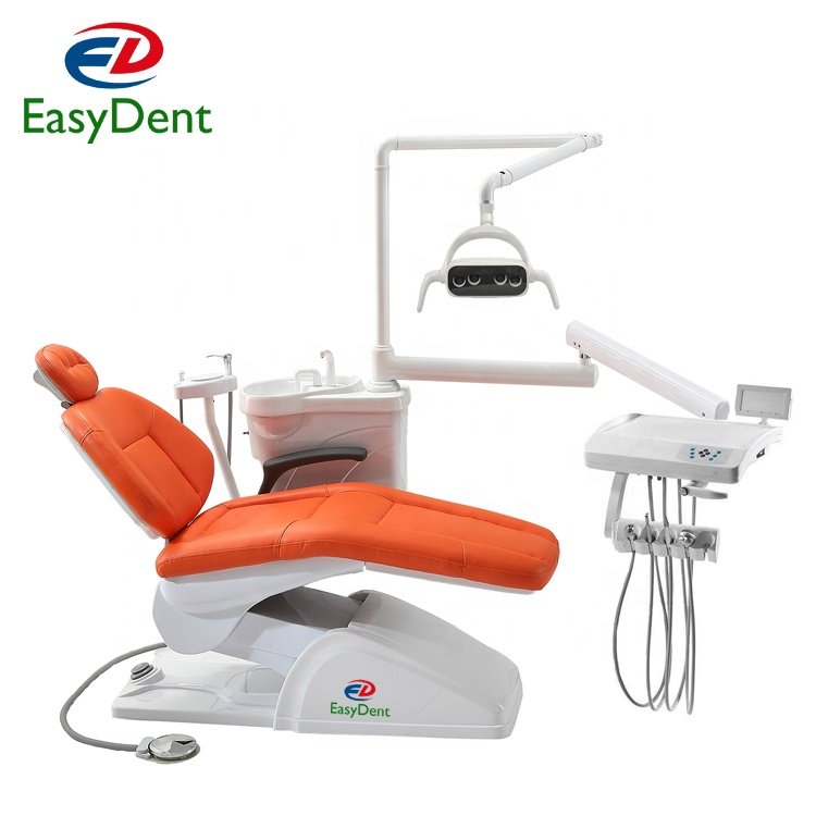 Complete Set Economic and Cheaper Type Dental Unit Chair with Dentist Stool Scaler Curing Light Handpiece Air Compressor Camera