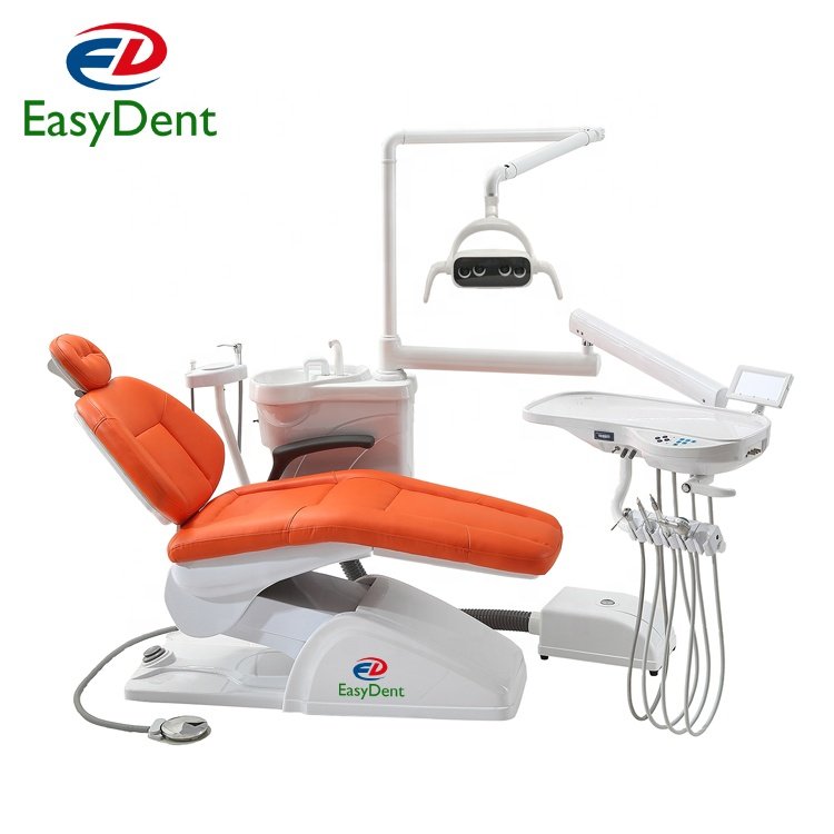 Complete Set Economic and Cheaper Type Dental Unit Chair with Dentist Stool Scaler Curing Light Handpiece Air Compressor Camera
