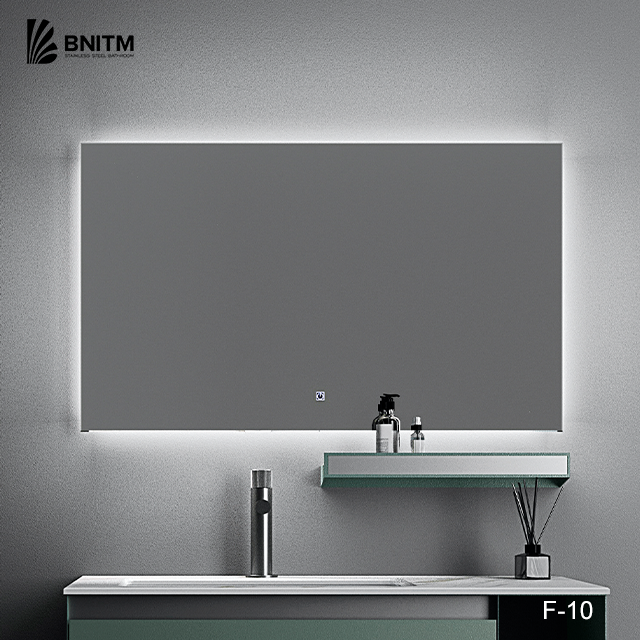 BNITM Modern Design Silver LED Lighting Vanity Illuminated Mirror Wall Mounted Smart Light Touch Switch Bathroom Decorative Use