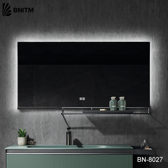 BNITM Modern Design Silver LED Lighting Vanity Illuminated Mirror Wall Mounted Smart Light Touch Switch Bathroom Decorative Use