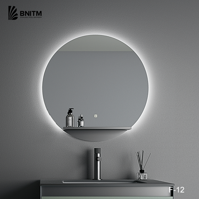 BNITM Modern Design Silver LED Lighting Vanity Illuminated Mirror Wall Mounted Smart Light Touch Switch Bathroom Decorative Use