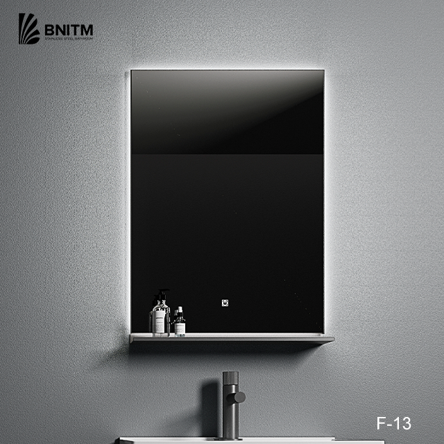 BNITM Modern Design Silver LED Lighting Vanity Illuminated Mirror Wall Mounted Smart Light Touch Switch Bathroom Decorative Use