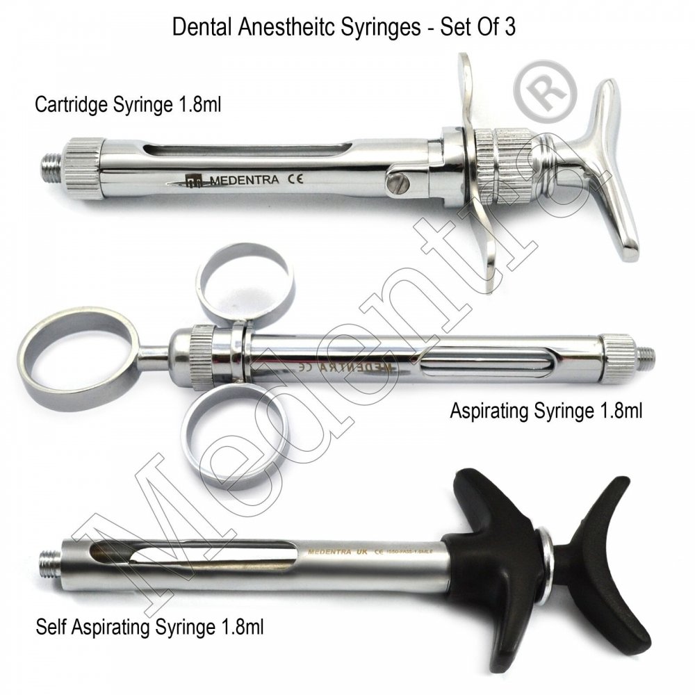 Hot Sale Dental Anesthesia Syringes 1.8ml Self Aspirating Cartridge Dental Syringes Stainless Steel Syringes Deal Of 3