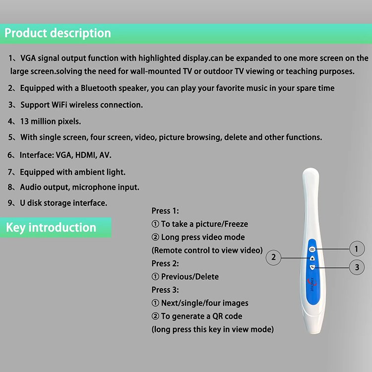 Factory Hot Sale intra oral camera dental Dental Endoscope Oral Camera With WiFi Cheap Dental Equipment With Stand