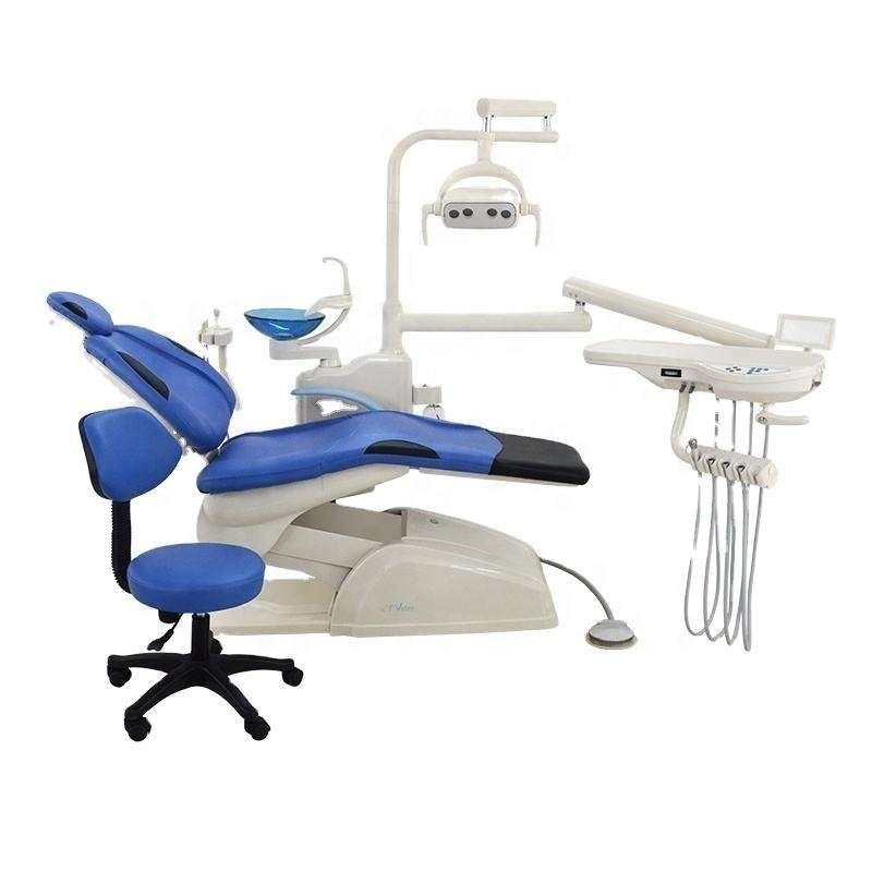 Complete set Economic and Cheaper Type Dental Unit Chair with Dentist Stool scaler curing light handpiece air compressor Camera