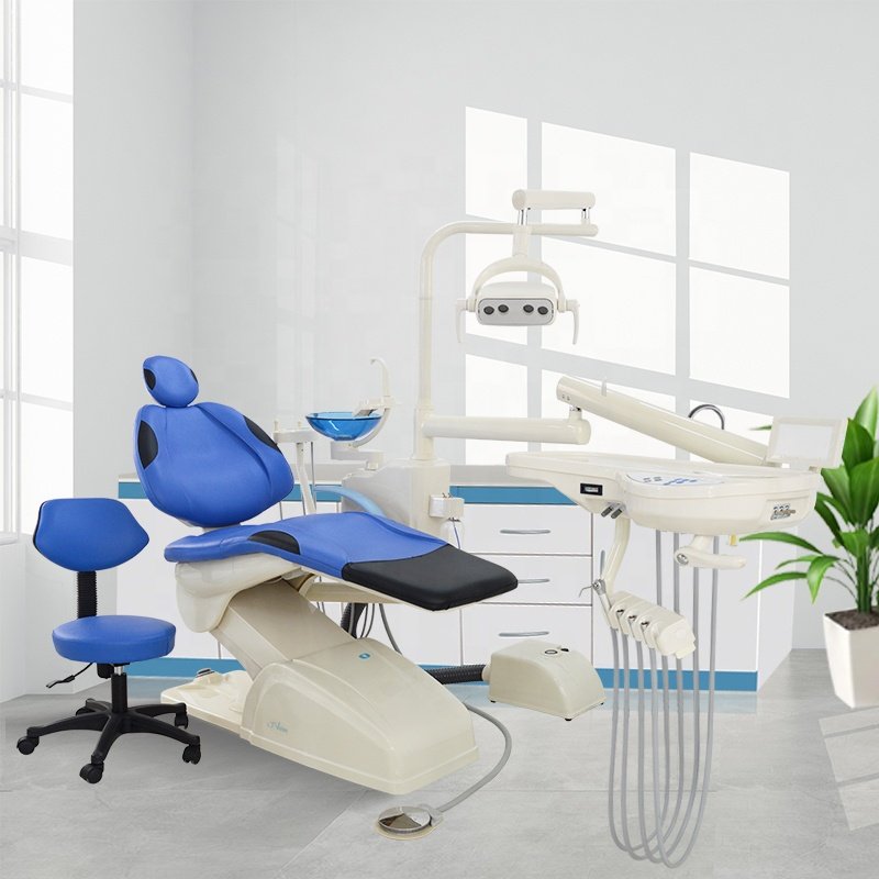 Complete set Economic and Cheaper Type Dental Unit Chair with Dentist Stool scaler curing light handpiece air compressor Camera