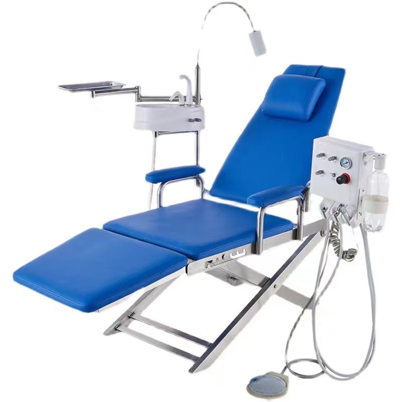 Blue dental portable chair dental chair with turbine comfortable dental examination and treatment equipment