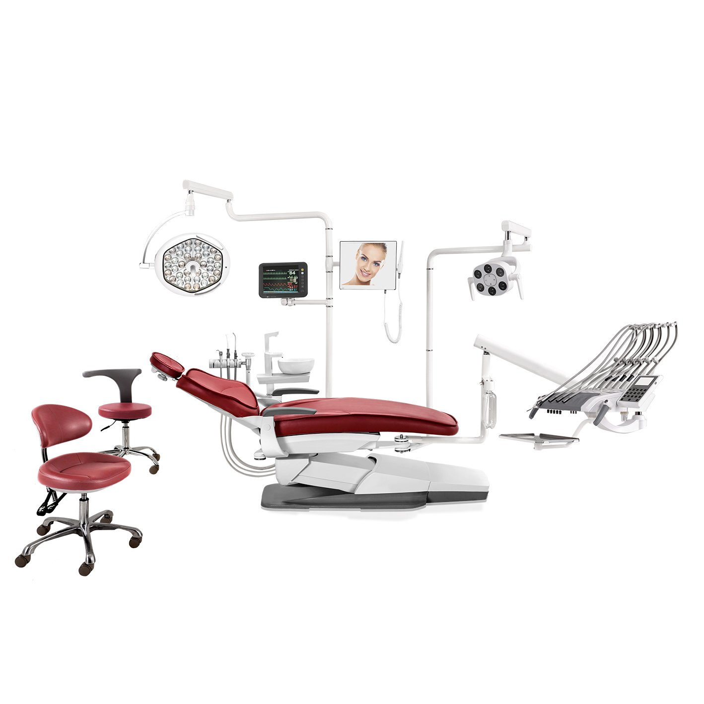 Luxury yadeng dental chair with Operating Light Lamp Spittoon and Tray Price of Dental Chair