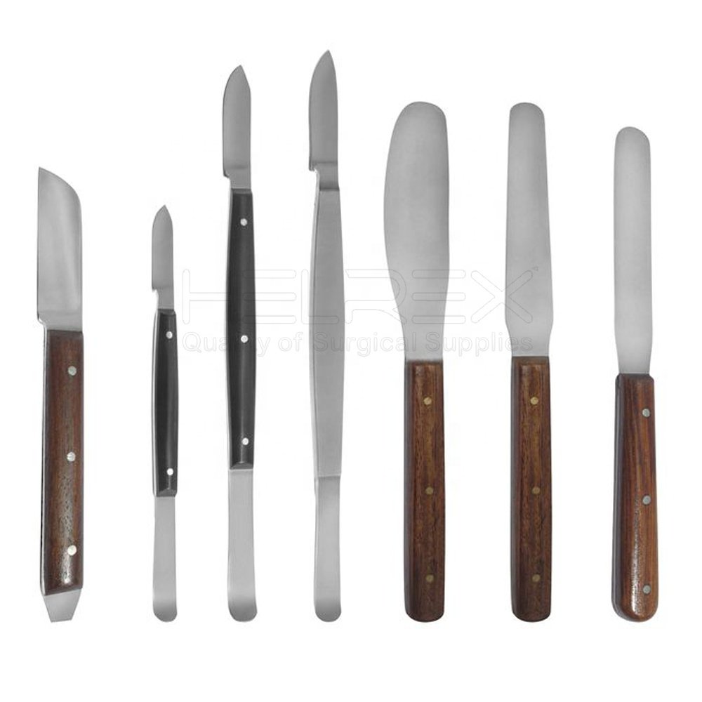 Laboratory instruments Mixing Knives and Spatulas Set of 8 Stainless steel By Helrex