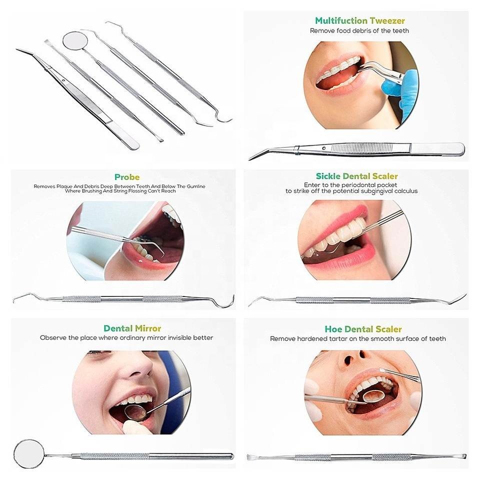 Dental Tools 3 PECS Dental Hygiene Kit Plaque and Tartar Remover, Tooth Pick, Dental Scale for Teeth with Mouth Mirror
