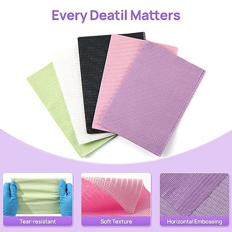 Best Price Disposable 2 ply tissue waterproof pink dental bib for other dental equipments